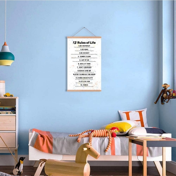 KAIRNE 12 Rules Of Life Inspirational Quote Art Print with Wooden Hanger. - Picture 3 of 6